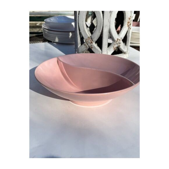 Vintage Pink Melmac by Maplex Divided Bowl Serving - Picture 3 of 6